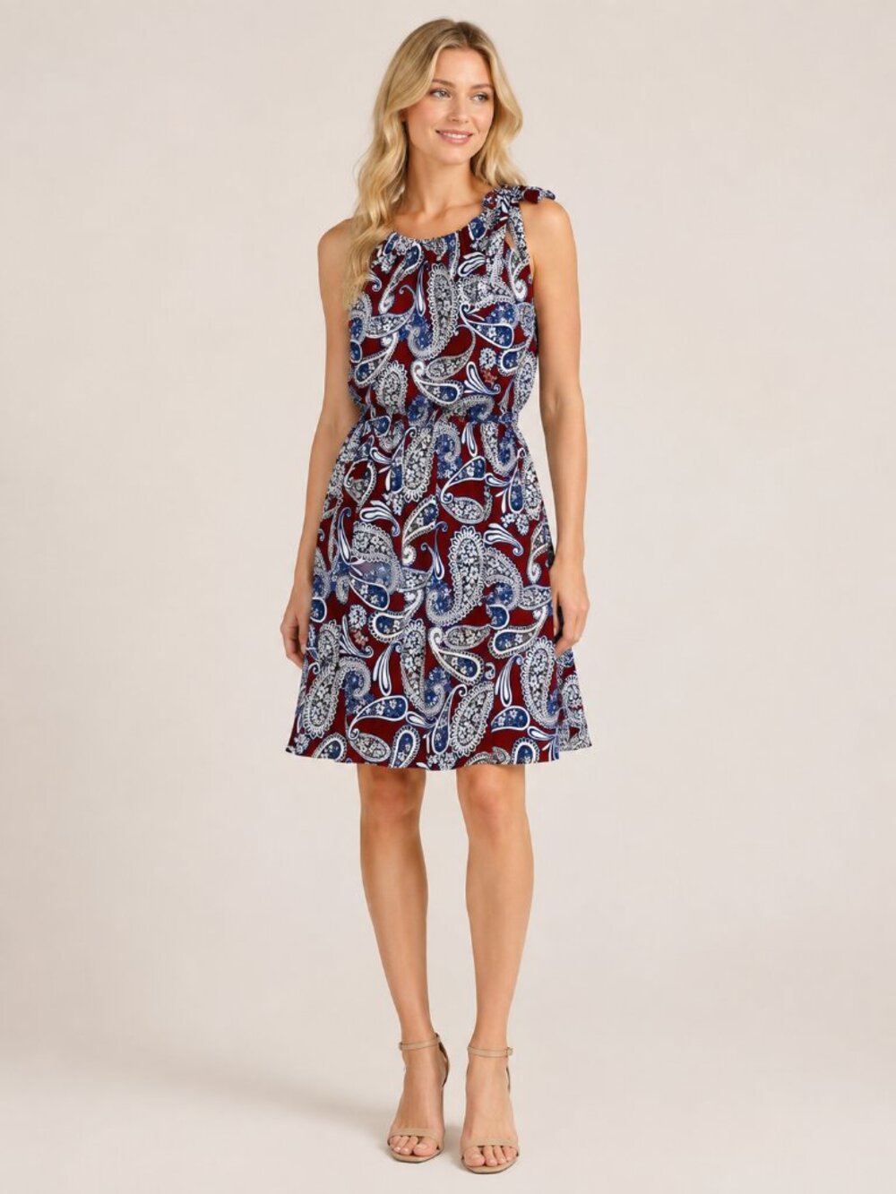 2/$30 Banana Republic Paisley Print Halter Sheath Dress Petite Small #A4173